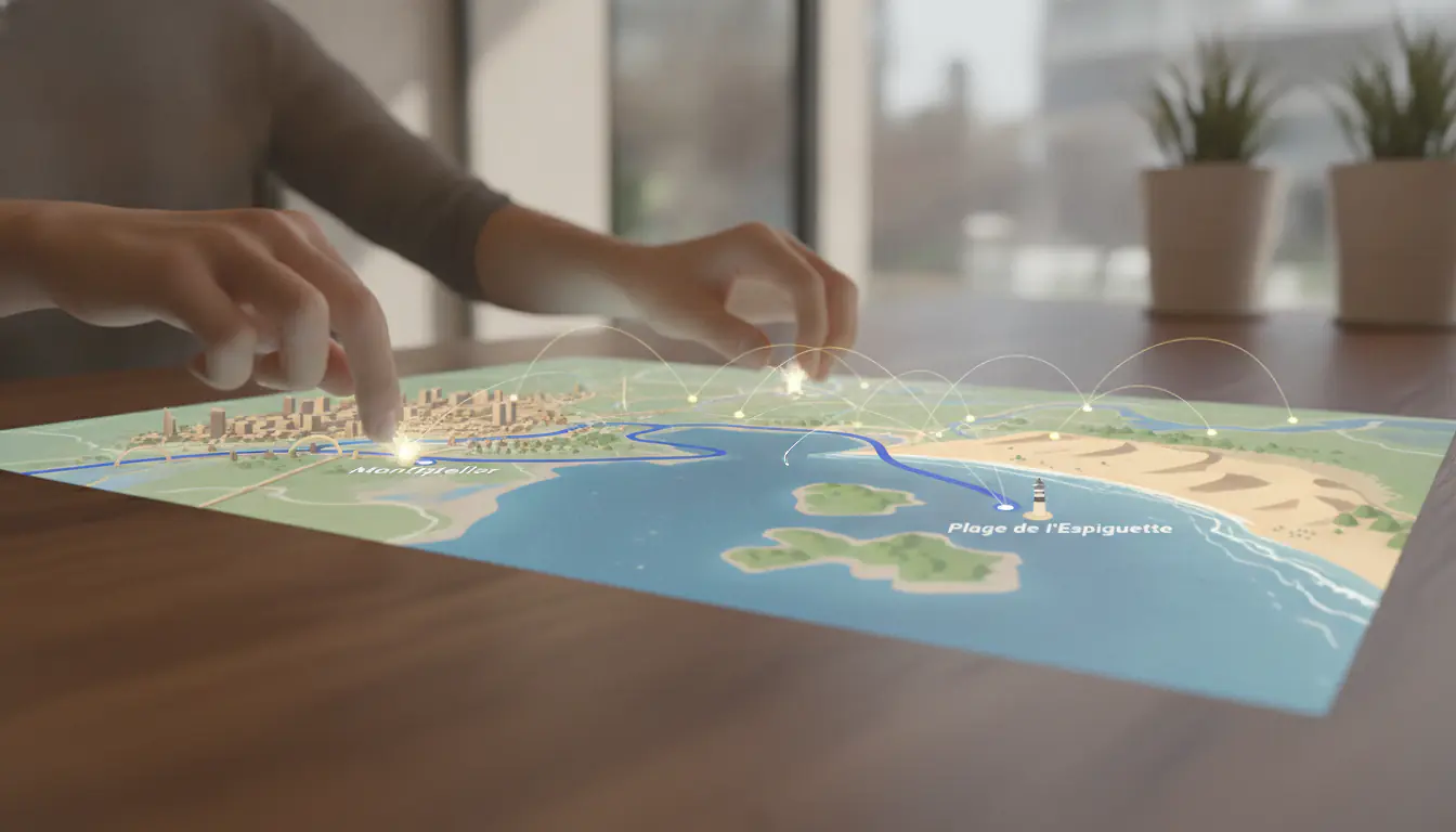 Rejoindre l'Espiguette depuis Montpellier : carte interactive